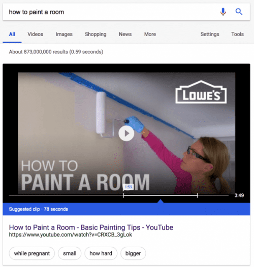 Video Featured in Google Snippets