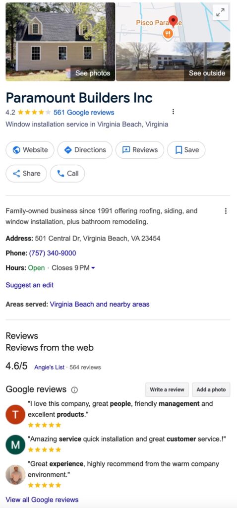 PBI Google Listing